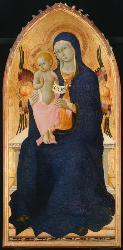 Madonna and Child Enthroned with Two Cherubim Wall Art by Sano di Pietro (Ansano di Pietro di Mencio) - High-Resolution Digital Print
