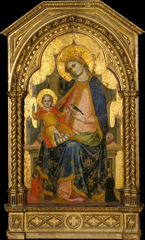 Madonna and Child Enthroned with Two Donors Wall Art by Lorenzo Veneziano - High-Resolution Digital Print