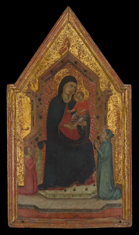 Madonna and Child Enthroned with Two Donors Wall Art by Goodhart Ducciesque Master - High-Resolution Digital Print