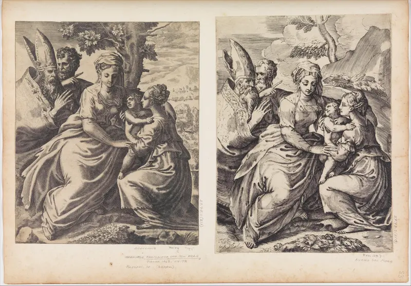 Madonna and Child [Madonna and Child with St. Catherine, St. Joseph and A Bishop] Wall Art by Giulio Bonasone - High-Resolution Digital Print
