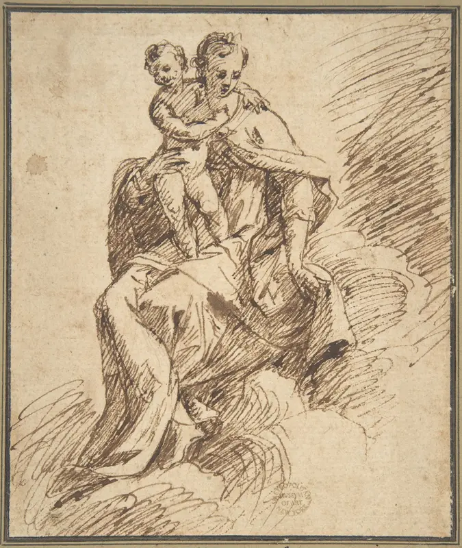 Madonna and Child on Clouds Wall Art by Anonymous, Italian, 16th century - High-Resolution Digital Print
