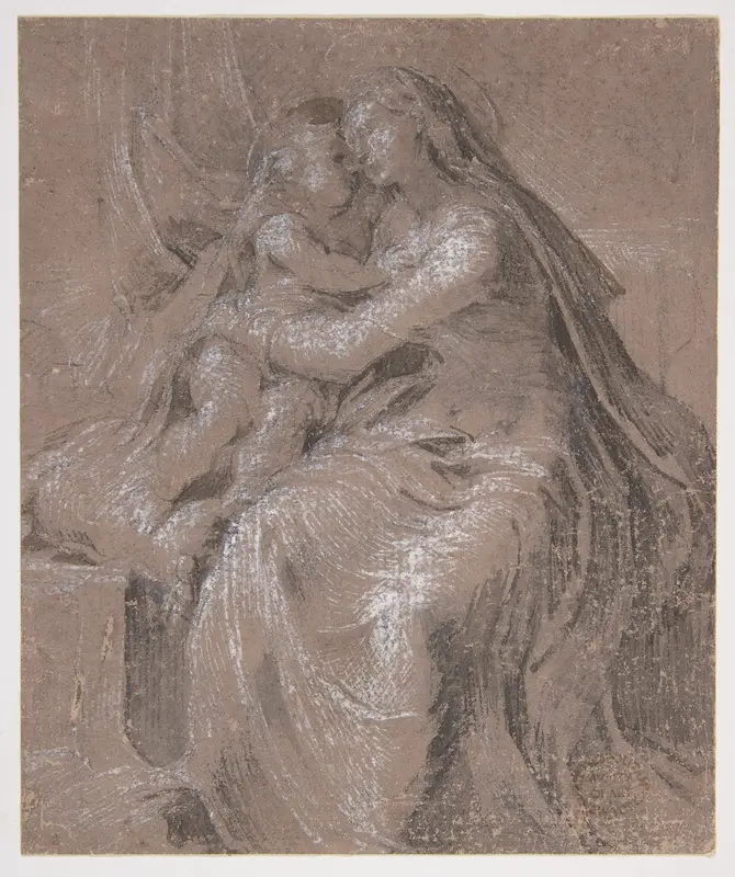 Madonna and Child (recto); Head and Bust of Saint John the Evangelist  (verso) Wall Art by Parmigianino (Girolamo Francesco Maria Mazzola) - High-Resolution Digital Print