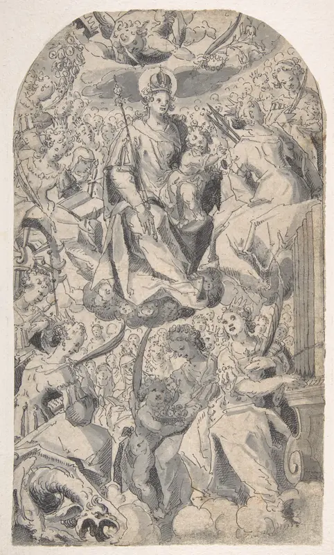 Madonna and Child Surrounded by Female Saints Wall Art by Joseph Heintz the Younger - High-Resolution Digital Print
