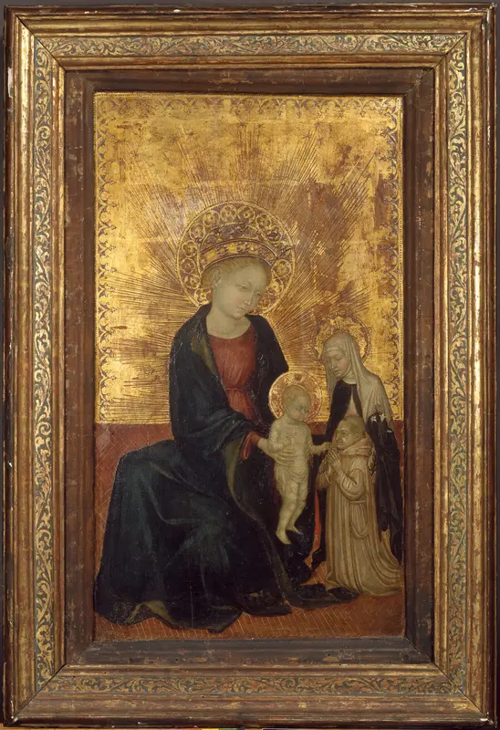 Madonna and Child with Saint Catherine of Siena and a Carthusian Donor Wall Art by Italian, Lombard (probably Pavia) - High-Resolution Digital Print
