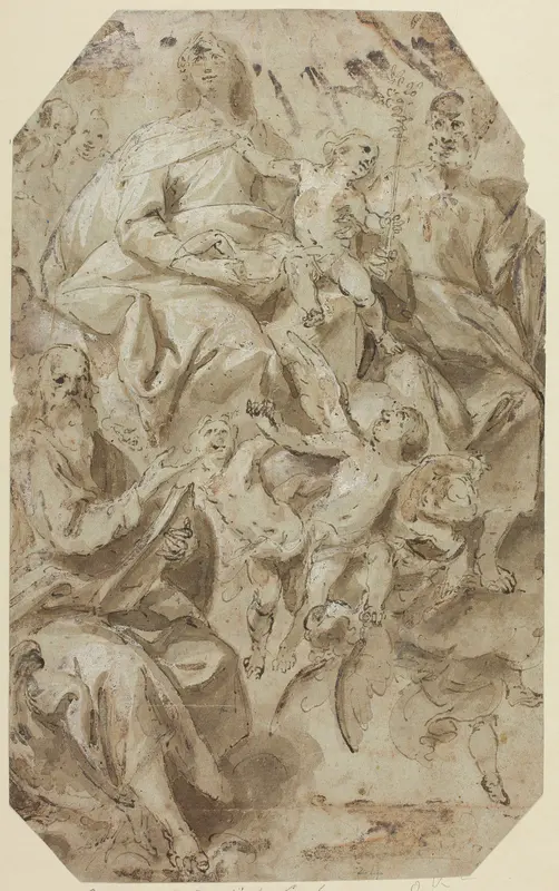 Madonna and Child with Saints Wall Art by Giovanni Battista Carlone - High-Resolution Digital Print