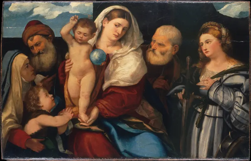 Madonna and Child with Saints Wall Art by Bonifacio de' Pitati (Bonifacio Veronese) - High-Resolution Digital Print