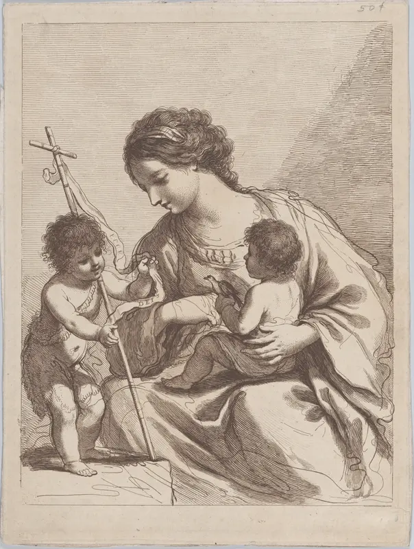 Madonna and Child with St. John the Baptist Wall Art by Francesco Bartolozzi - High-Resolution Digital Print