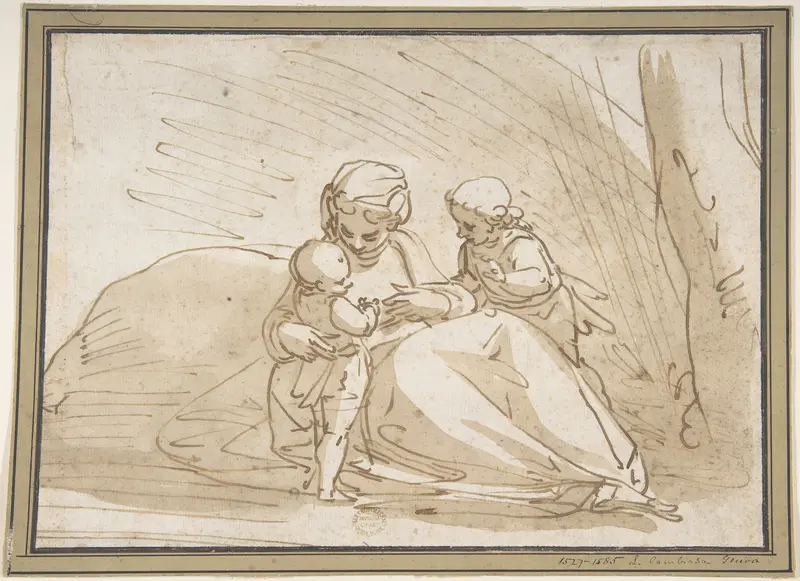 Madonna and Child with the Infant Saint John Wall Art by Luca Cambiaso - High-Resolution Digital Print