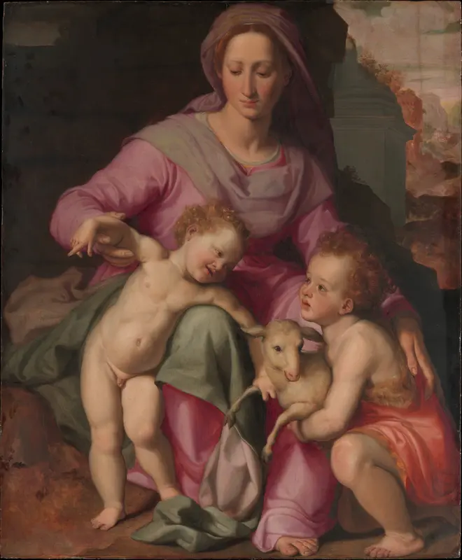 Madonna and Child with the Infant Saint John the Baptist Wall Art by Santi di Tito - High-Resolution Digital Print