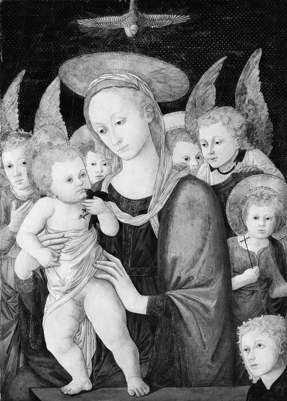 Madonna and Child with the Infant Saint John the Baptist and Angels Wall Art by Master called Pseudo-Pier Francesco Fiorentino - High-Resolution Digital Print