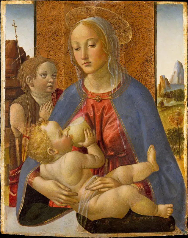 Madonna and Child with the Young Saint John the Baptist Wall Art by Cosimo Rosselli - High-Resolution Digital Print