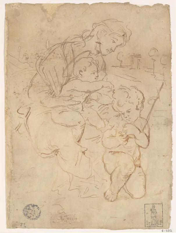 Madonna and Child with the Young Saint John the Baptist Wall Art by Italy, In the manner of Raphael - High-Resolution Digital Print