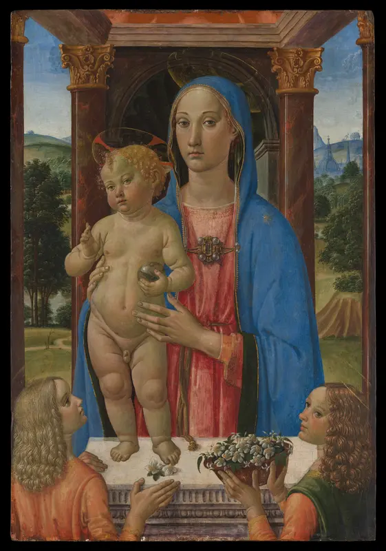 Madonna and Child with Two Angels Wall Art by Cosimo Rosselli - High-Resolution Digital Print