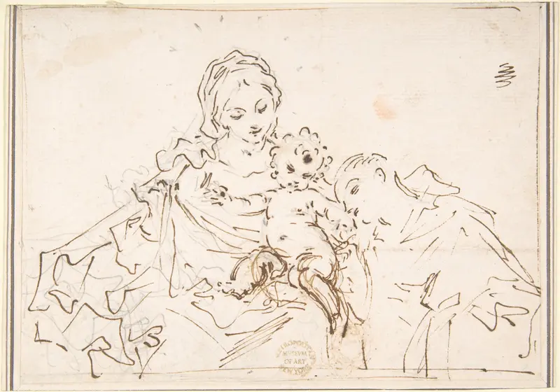 Madonna and Child with Worshipper Wall Art by Anonymous, Italian, 17th century - High-Resolution Digital Print