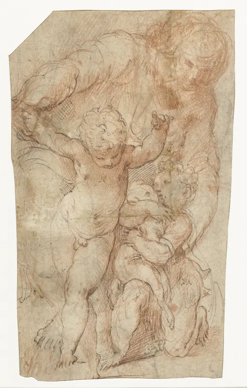 Madonna met het Christuskind en de kleine Johannes de Doper Wall Art by Parmigianino - High-Resolution Digital Print