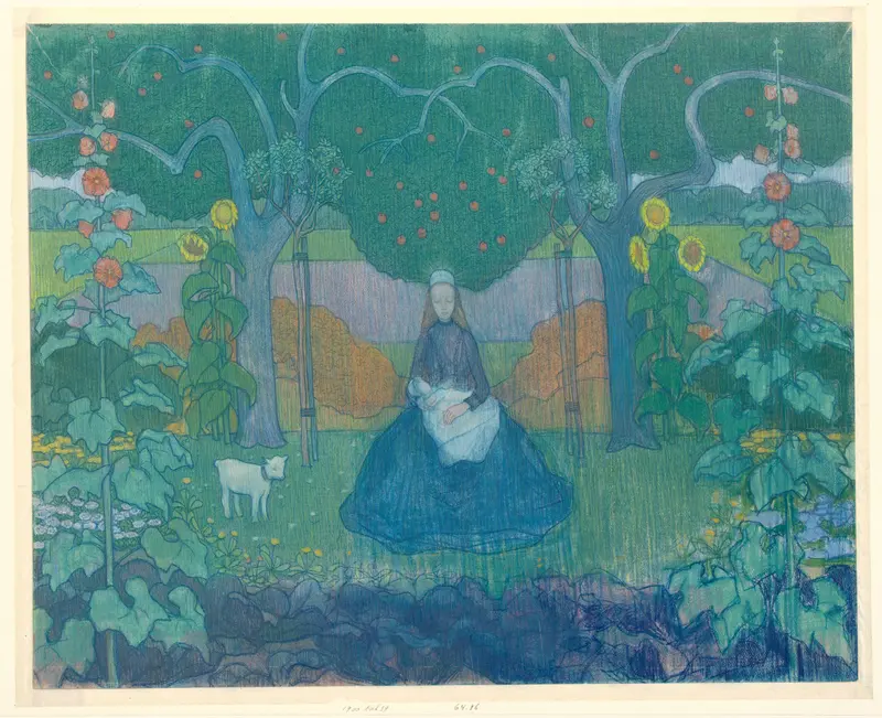 Madonna met kind in een tuin Wall Art by Edzard Koning - High-Resolution Digital Print