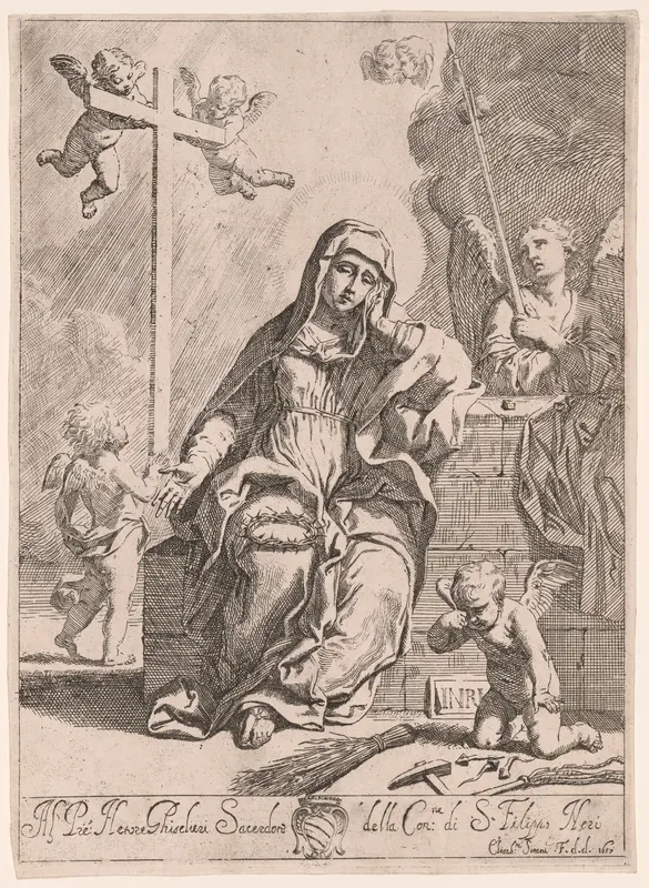 Madonna of Sorrows with Symbols of the Passion Wall Art by Elisabetta Sirani - High-Resolution Digital Print