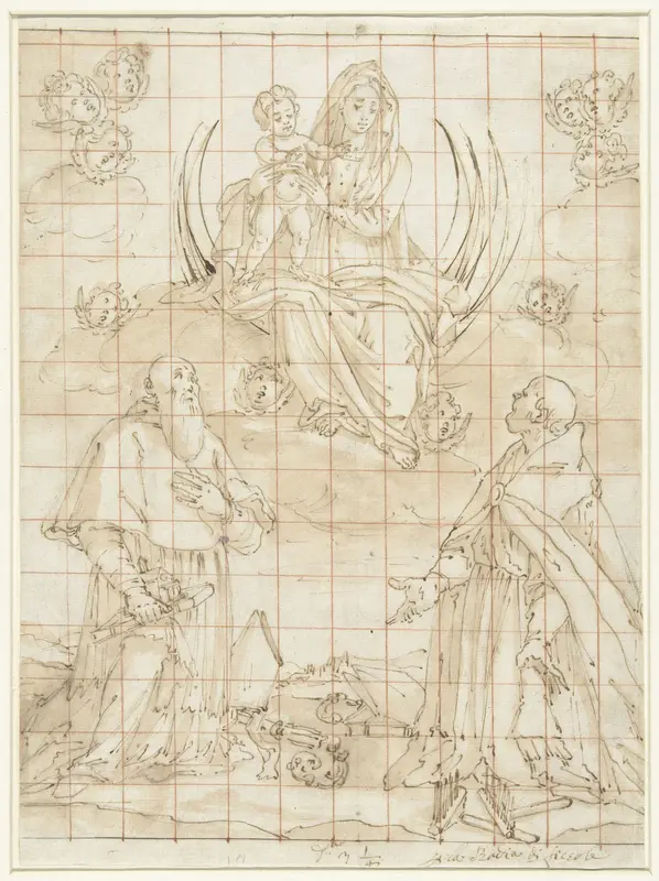 Madonna vereerd door twee heiligen Wall Art by Unknown - High-Resolution Digital Print