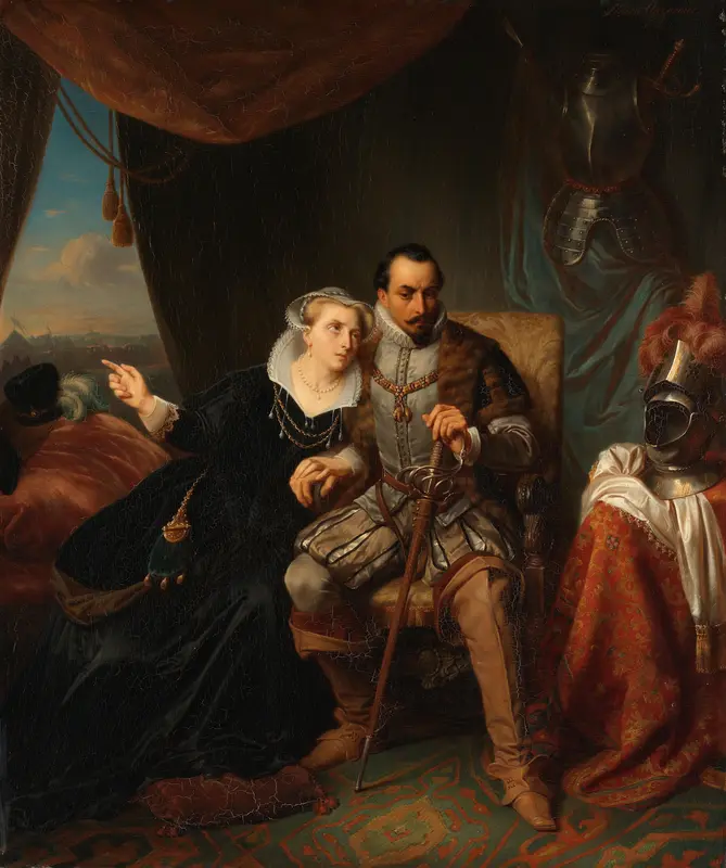 Magdalena Moons Begging her Fiancé to Postpone the Storming of Leiden, 1574 Wall Art by Simon Opzoomer - High-Resolution Digital Print