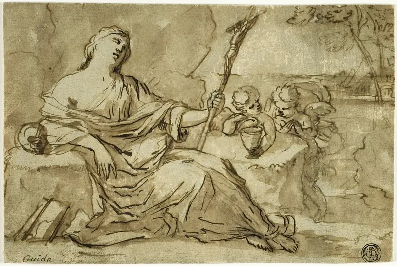 Magdalene in the Wilderness with Two Putti