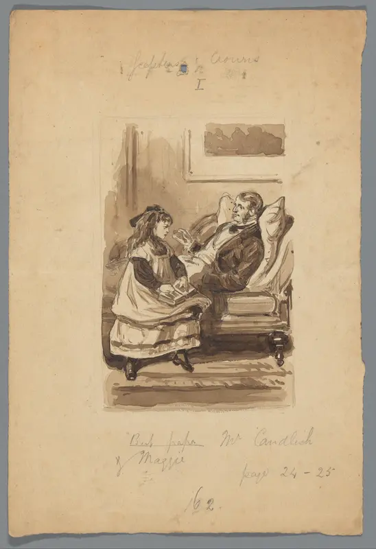 Maggie in gesprek met haar vader, Mr. Candlish Wall Art by Joseph Ludovic Scheidel - High-Resolution Digital Print