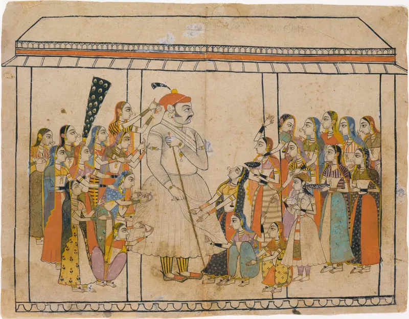 Maharaja Raj Singh Adored by His Ladies Wall Art by Unknown - High-Resolution Digital Print