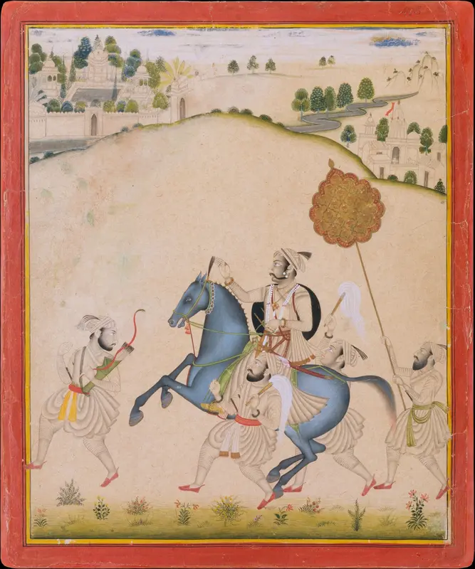 Maharana Amar Singh II Riding a Jodhpur Horse Wall Art by Stipple Master - High-Resolution Digital Print