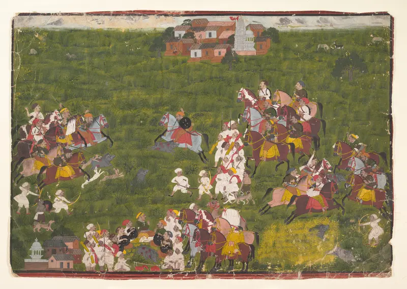 Maharana Sangram Singh Hunting Wild Boar Wall Art by Unknown - High-Resolution Digital Print