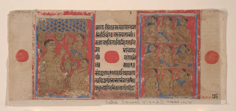 Mahavira Preaching to Monks and Nuns: Folio from a Kalpasutra Manuscript Wall Art by Unknown - High-Resolution Digital Print