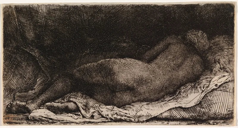 Makaava alaston musta nainen Wall Art by Rembrandt van Rijn - High-Resolution Digital Print