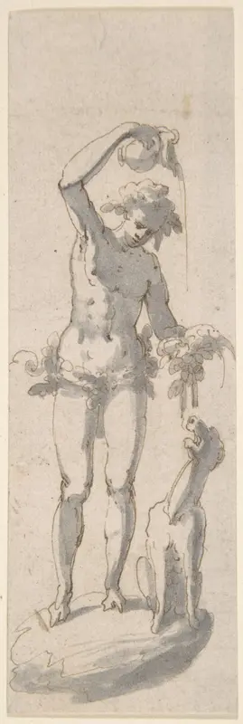 Male Figure with Dog and Pitcher Wall Art by Anonymous, Italian, 17th century - High-Resolution Digital Print