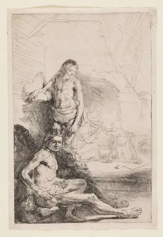 Male Nude Seated and Standing Wall Art by Rembrandt van Rijn - High-Resolution Digital Print
