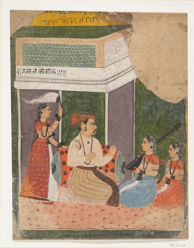 Malkos Raga: Page from a Dispersed Ragamala Series (Garland of Musical Modes) Wall Art by Unknown - High-Resolution Digital Print