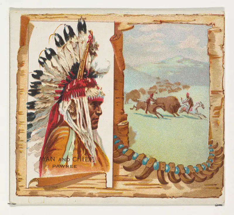 Man and Chief, Pawnee, from the American Indian Chiefs series (N36) for Allen & Ginter Cigarettes Wall Art by Allen & Ginter - High-Resolution Digital Print