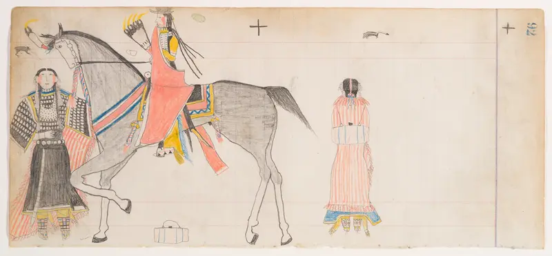 Man and Two Women (Henderson Ledger Artist B) Wall Art by Frank Henderson - High-Resolution Digital Print