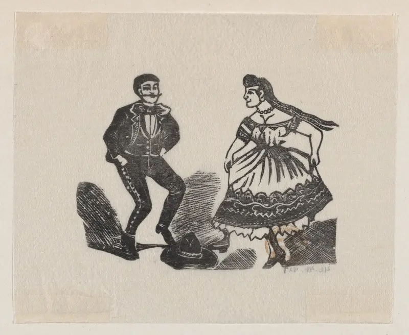 Man and woman dancing Wall Art by José Guadalupe Posada - High-Resolution Digital Print