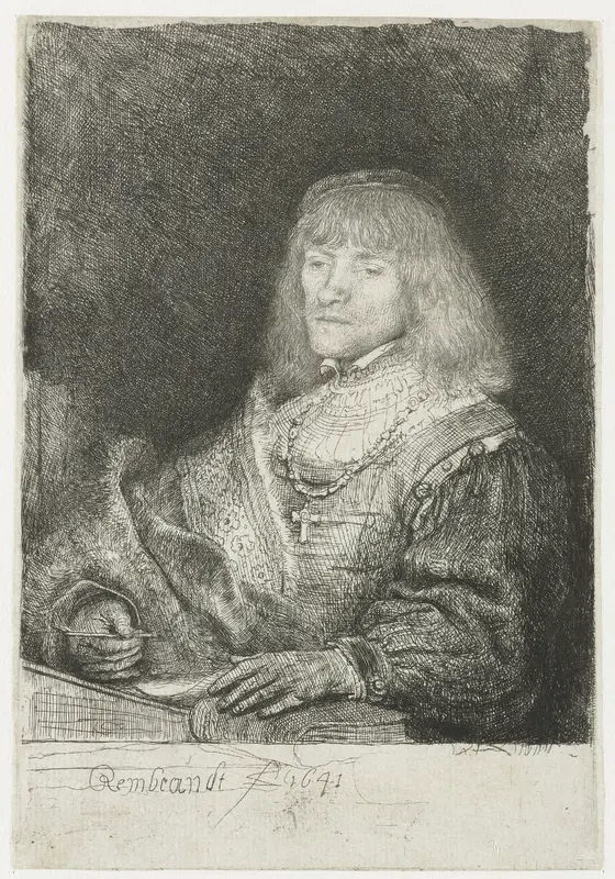 Man at a desk wearing a cross and chain Wall Art by Unknown - High-Resolution Digital Print