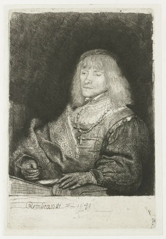 Man at a desk wearing a cross and chain Wall Art by anonymous - High-Resolution Digital Print
