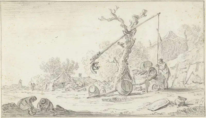 Man bij een waterput Wall Art by Jan van Goyen - High-Resolution Digital Print