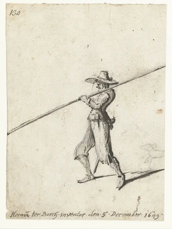 Man die een paal draagt Wall Art by Unknown - High-Resolution Digital Print