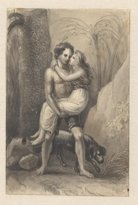 Man die een vrouw draagt Wall Art by Unknown - High-Resolution Digital Print