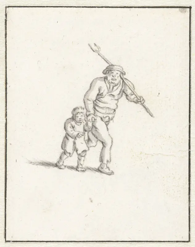 Man en een jongetje, naar rechts lopend Wall Art by Herman Saftleven - High-Resolution Digital Print