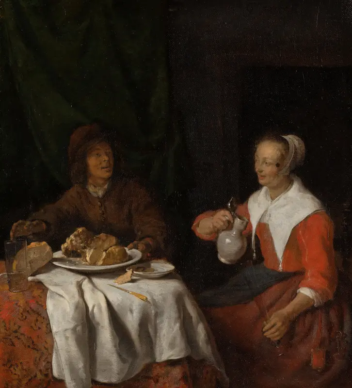 Man en vrouw aan de ontbijttafel Wall Art by Gabriël Metsu - High-Resolution Digital Print