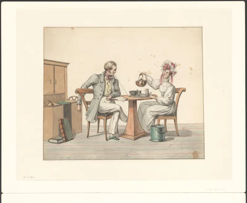 Man en vrouw aan de thee Wall Art by Unknown - High-Resolution Digital Print