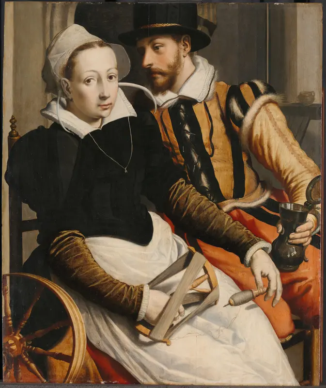 Man en vrouw bij een spinnewiel Wall Art by Unknown - High-Resolution Digital Print