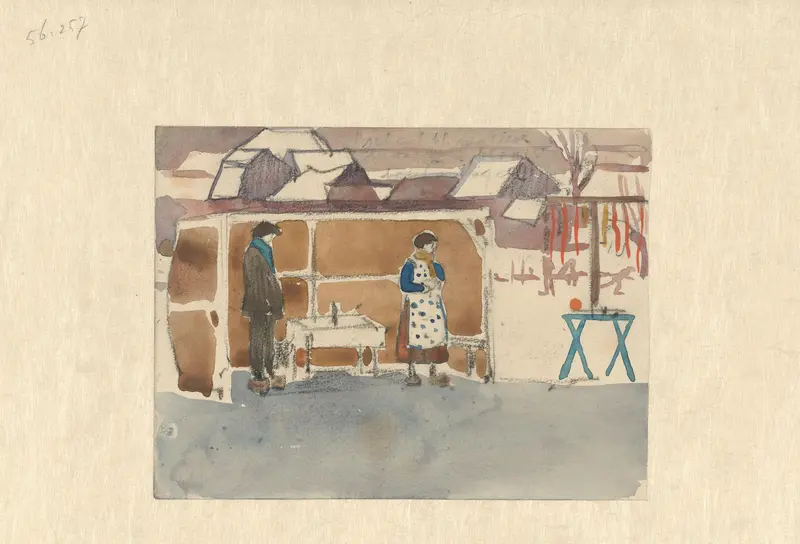 Man en vrouw in een kraam langs het ijs Wall Art by Fik Abbing - High-Resolution Digital Print