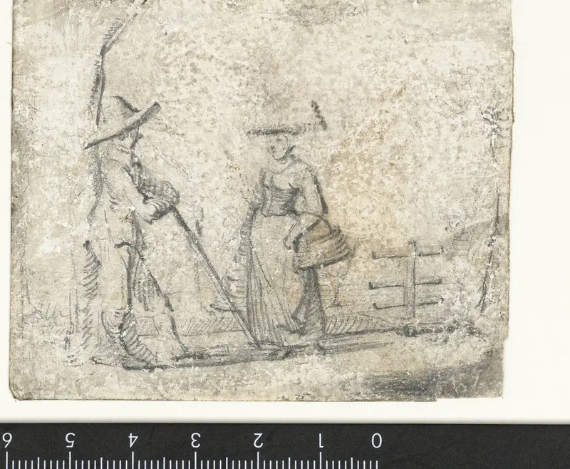 Man en vrouw pratend bij een hek Wall Art by Harmen ter Borch - High-Resolution Digital Print
