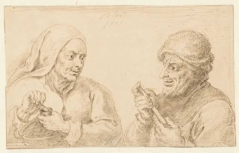 Man en vrouw, ten halven lijve Wall Art by Matthys van den Bergh - High-Resolution Digital Print
