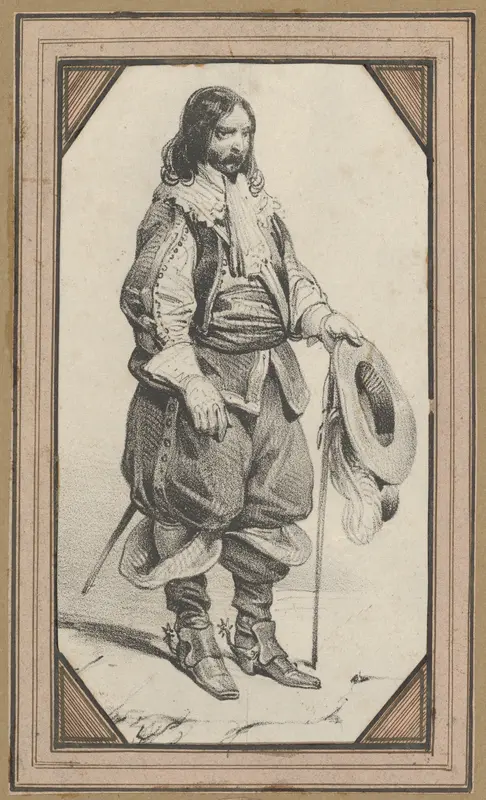 Man holding a cane and a hat Wall Art by Victor Adam - High-Resolution Digital Print