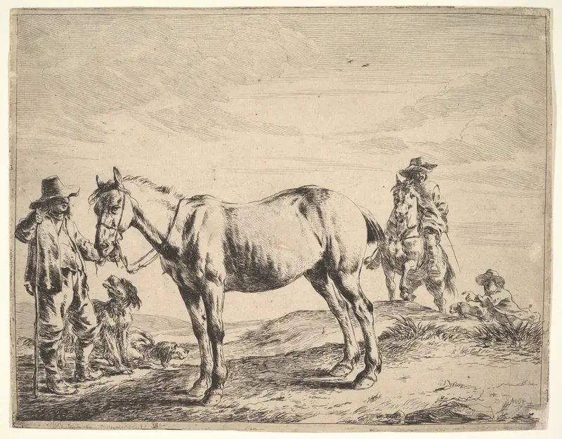 Man Holding a Horse by the Bridle, from "The Horses" Wall Art by Dirck Stoop - High-Resolution Digital Print